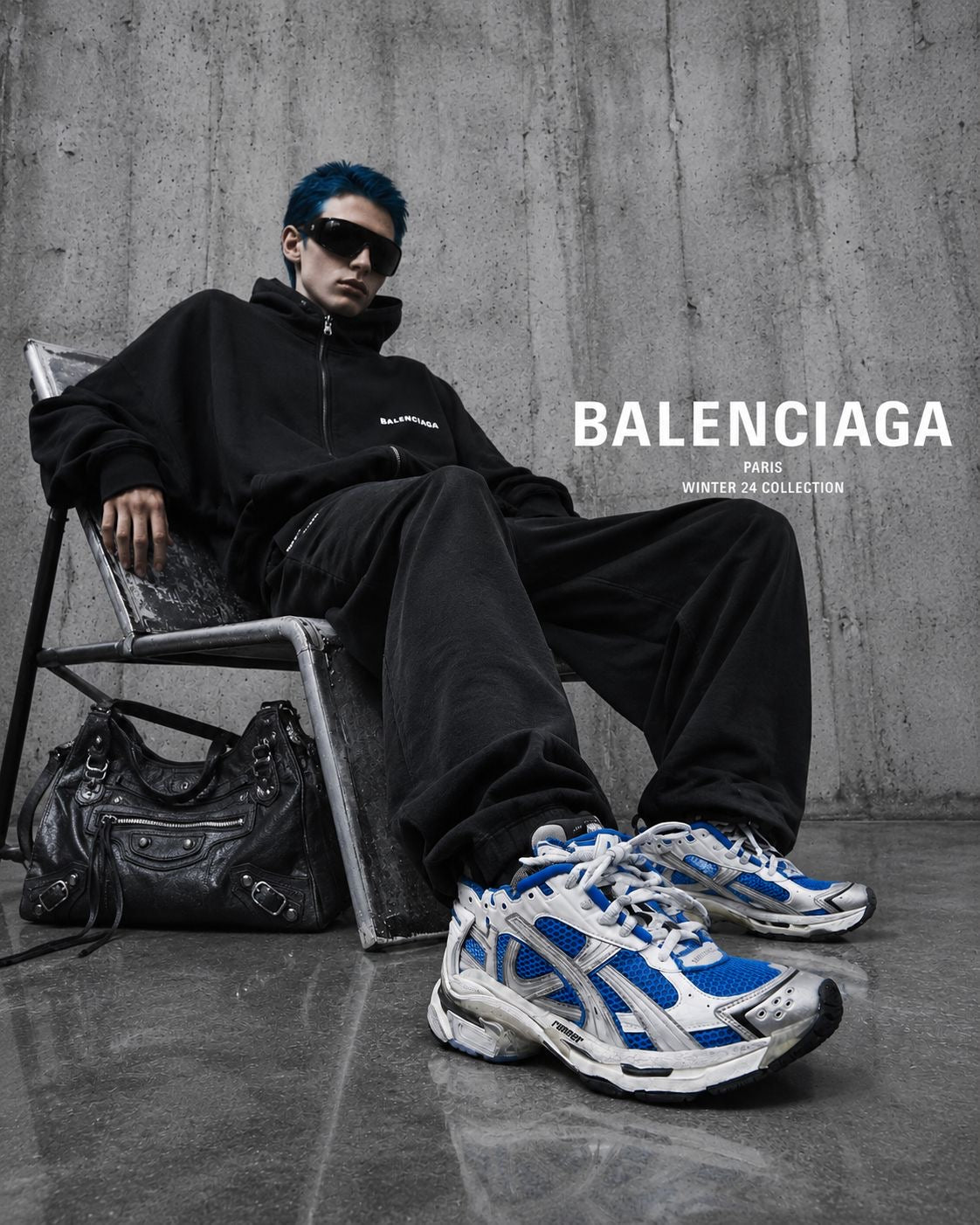 Tenis Track azul e branco - Balenciaga