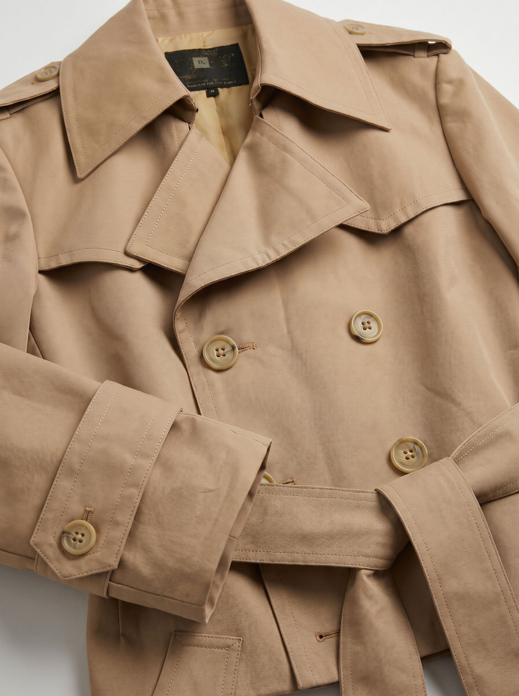 Casaco trench curto bege - Sem marca - imagem 1
